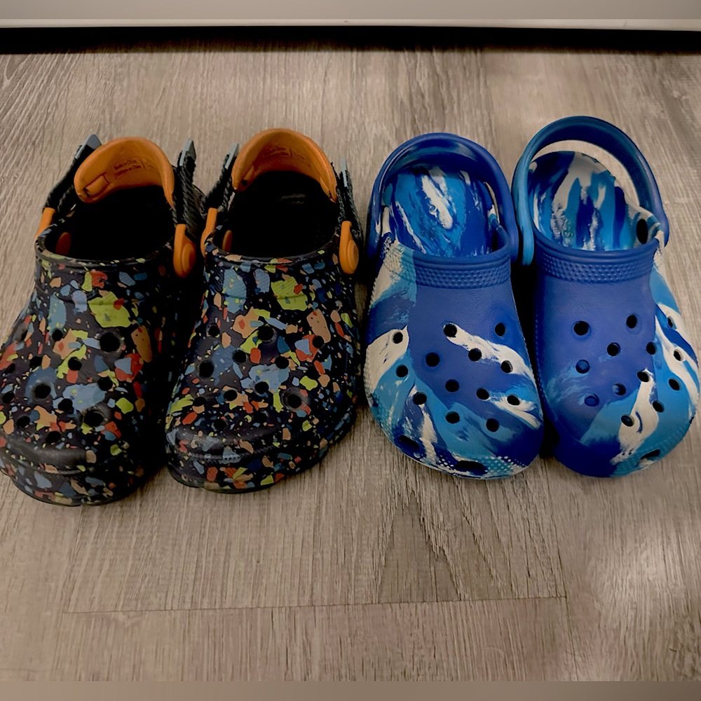 Toddler Size 10 & Size 11 Multicolor and Blue Crocs